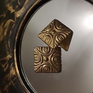 Gold Toned Vinage Stamped Studs